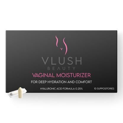 VLUSH Vaginal Moisturizer Suppositories - Deep Hydration with Hyaluronic Acid for Vaginal Dryness, Menopause Support & Daily Comfort, Made in FDA Registered Facility - Hormone-Free (10 Count) - Maple Wellness Supplements