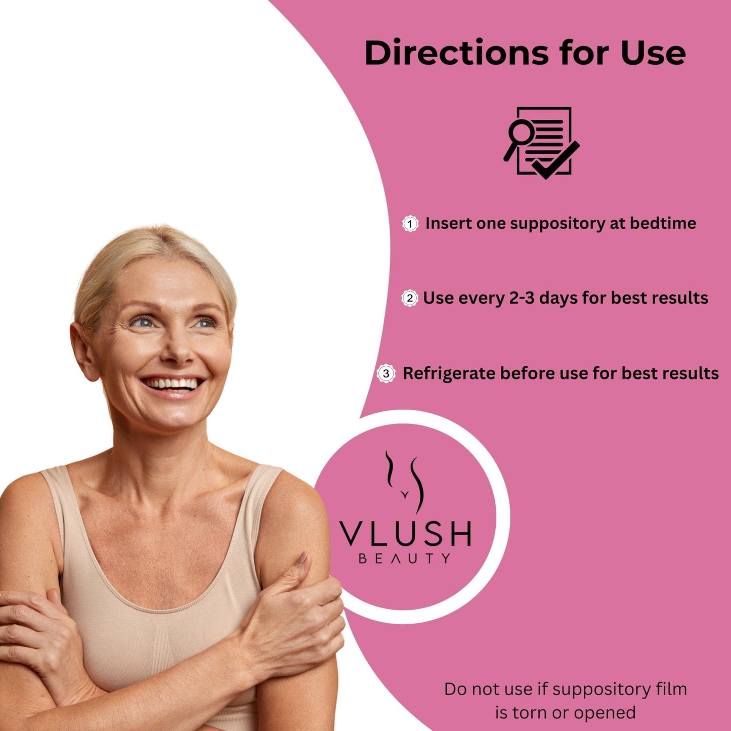 VLUSH Vaginal Moisturizer Suppositories - Deep Hydration with Hyaluronic Acid for Vaginal Dryness, Menopause Support & Daily Comfort, Made in FDA Registered Facility - Hormone-Free (10 Count) - Maple Wellness Supplements
