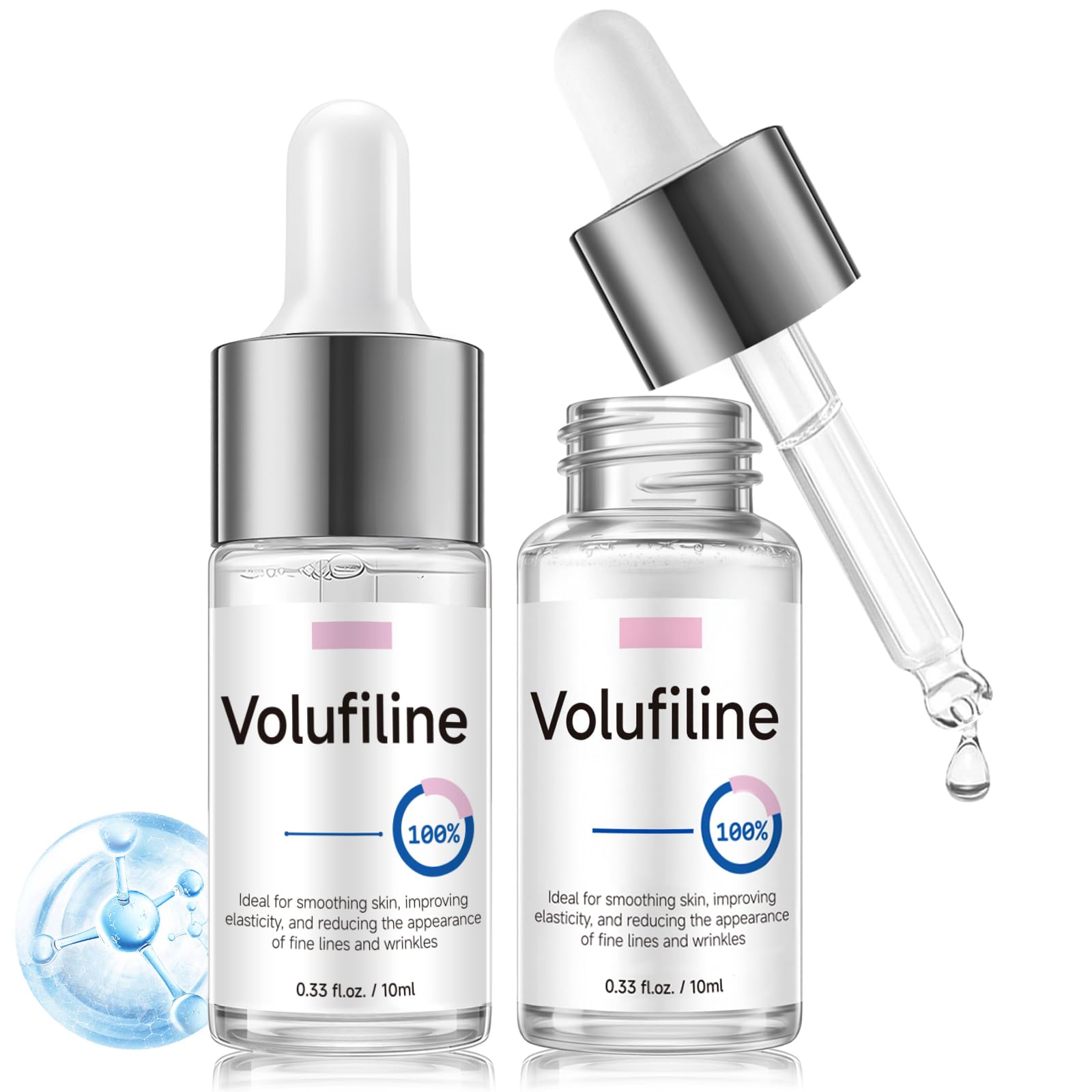 Volufiline Serum, Volufiline Under Eye Serum, Cosmetic Grade Ampoule for Skin Elasticity Improvement, Face & Body Fine Lines, Hydrating Texture, 10ml*2 - Maple Wellness Supplements