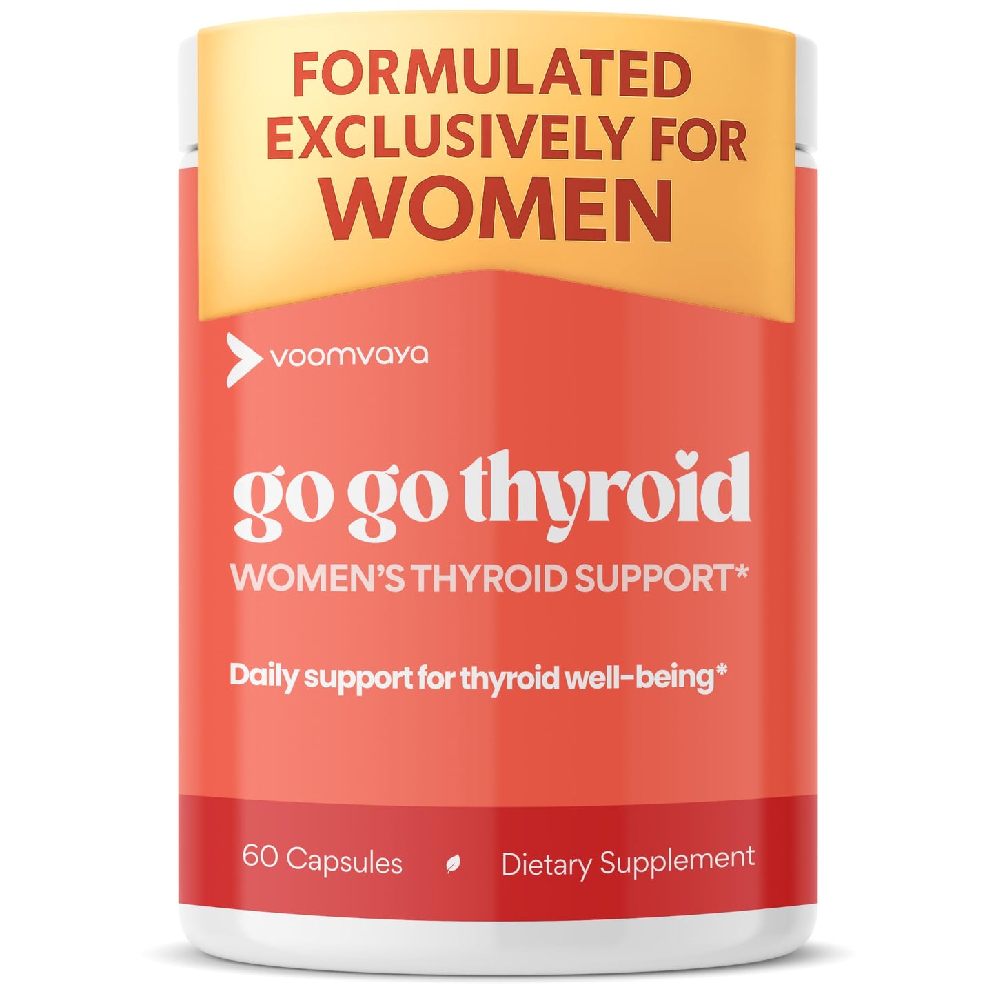 VoomVaya Go Go Thyroid - Thyroid Support for Women 30+ - Female-Focused Hormonal Balance & Thyroid Supplement with Iodine, Selenium & L Tyrosine - 3rd Party Tested - 60 Capsules - Maple Wellness Supplements