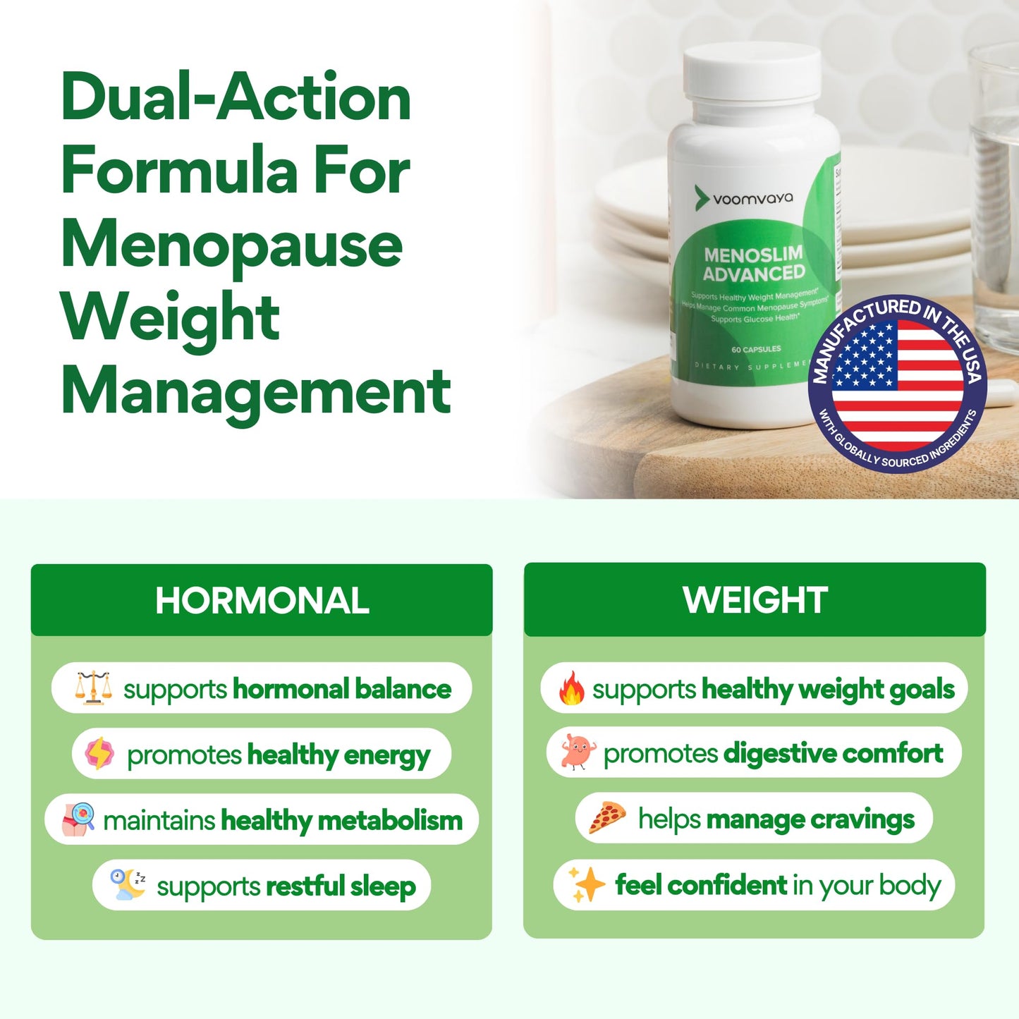 VoomVaya MenoSlim Advanced Menopause Weight Loss for Women – Menopause & Perimenopause Supplement for Women – Supports Healthy Metabolism & Overall Wellness – 60 Capsules - Maple Wellness Supplements