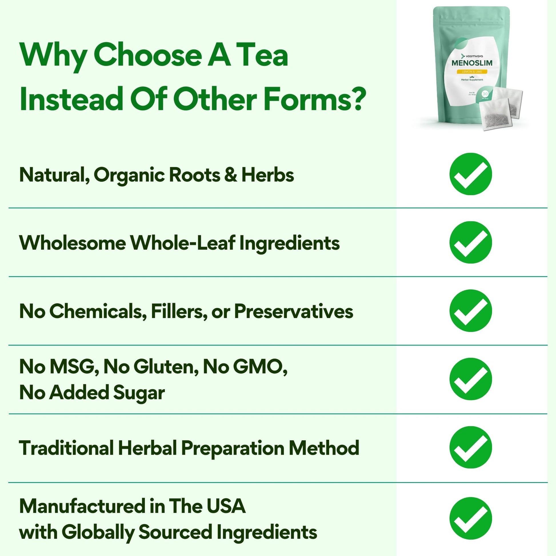 VoomVaya MenoSlim Tea – Menopause & Perimenopause Supplement for Women – Supports Healthy Metabolism & Overall Wellness – Acai Berry Flavor – 30 Tea Bags - Maple Wellness Supplements