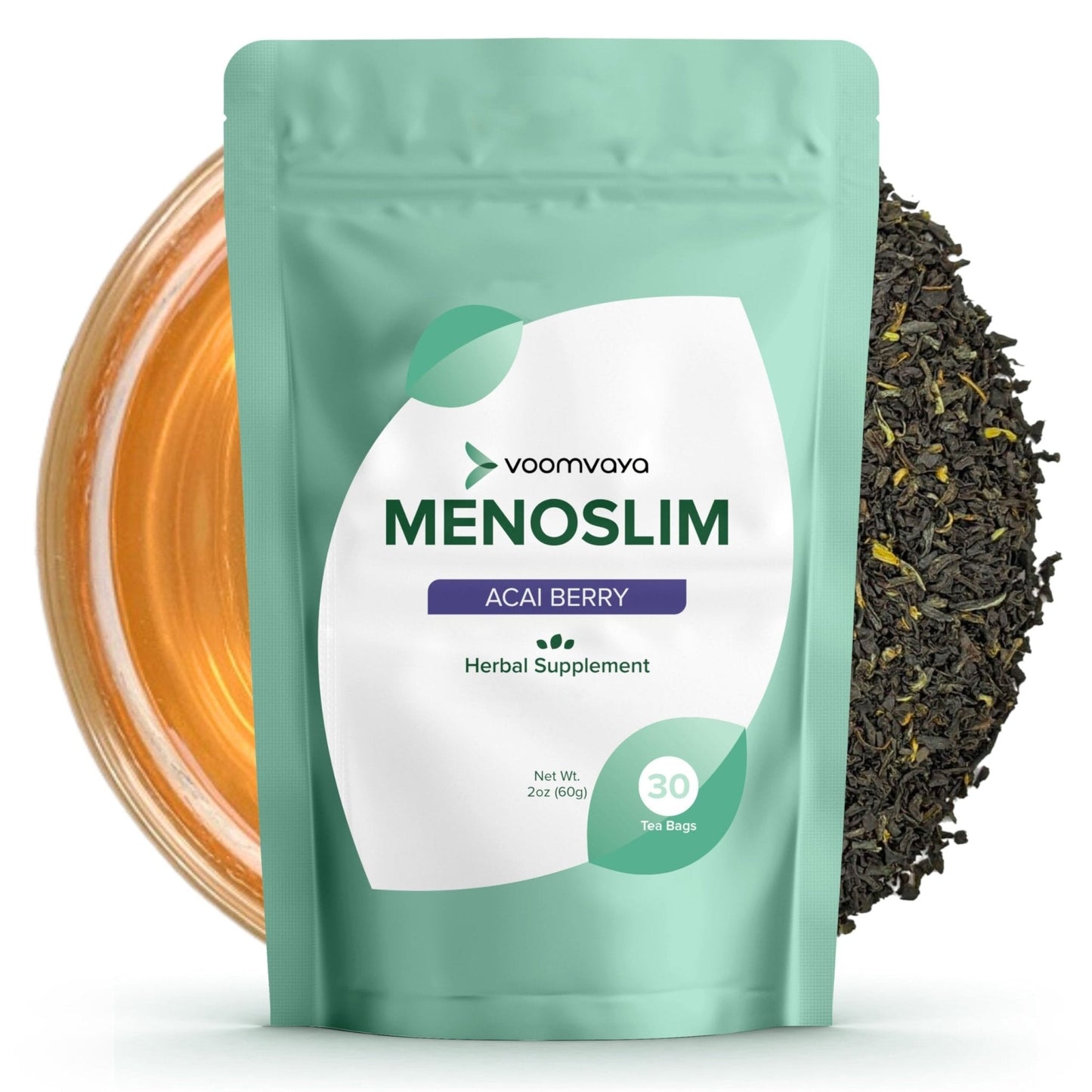 VoomVaya MenoSlim Tea – Menopause & Perimenopause Supplement for Women – Supports Healthy Metabolism & Overall Wellness – Acai Berry Flavor – 30 Tea Bags - Maple Wellness Supplements