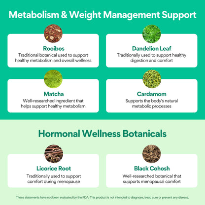 VoomVaya MenoSlim Tea – Menopause & Perimenopause Supplement for Women – Supports Healthy Metabolism & Overall Wellness – Acai Berry Flavor – 30 Tea Bags - Maple Wellness Supplements