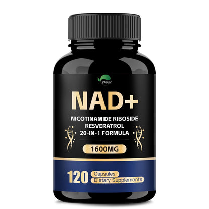 VPKIN NAD Supplement,1500mg NAD+ Supplement with Resveratrol,Nicotinamide,Quercetin,CoQ10,Support Energy & Repair, Vitality,Non-GMO, No Fillers(120 Capsules) - Maple Wellness Supplements