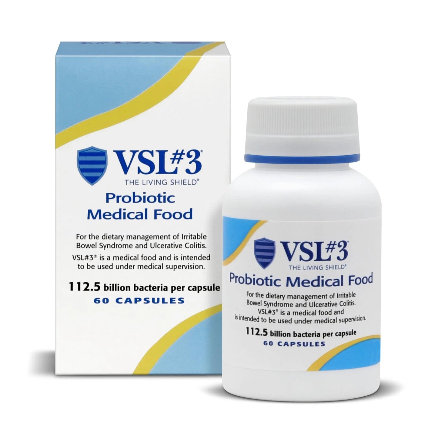 VSL3® Probiotics for Digestive Health, IBS & UC Symptoms - 112.5B CFUs, High-Potency, Multi-Strain, Live, Refrigerated Probiotic, Medical Food for Gut Health Support in Men & Women, 60 Capsules - Maple Wellness Supplements