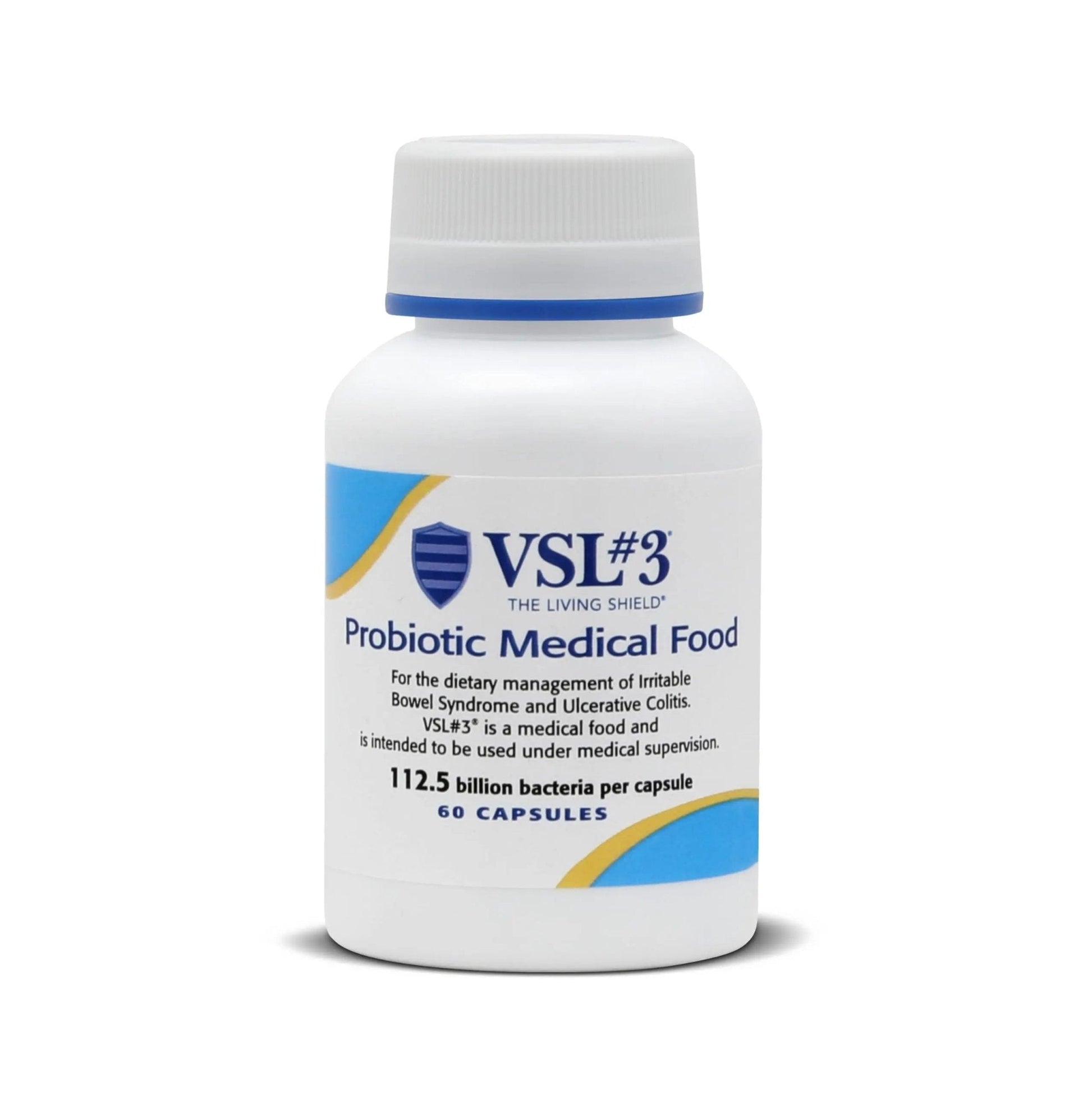 VSL3® Probiotics for Digestive Health, IBS & UC Symptoms - 112.5B CFUs, High-Potency, Multi-Strain, Live, Refrigerated Probiotic, Medical Food for Gut Health Support in Men & Women, 60 Capsules - Maple Wellness Supplements