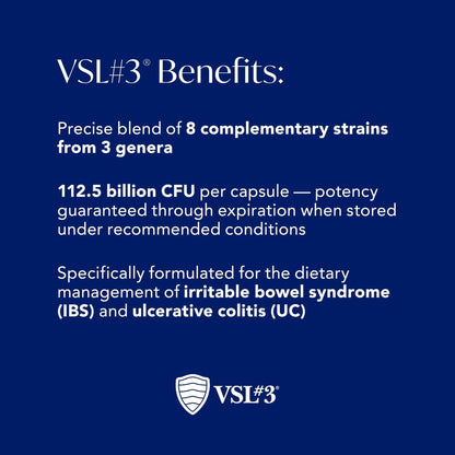 VSL3® Probiotics for Digestive Health, IBS & UC Symptoms - 112.5B CFUs, High-Potency, Multi-Strain, Live, Refrigerated Probiotic, Medical Food for Gut Health Support in Men & Women, 60 Capsules - Maple Wellness Supplements