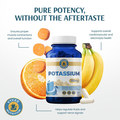 Vykee Nutrition Potassium Citrate Capsules - Supplements for Electrolyte Balance, Muscle & Heart Health - Vegan, Non-GMO, - Maple Wellness Supplements