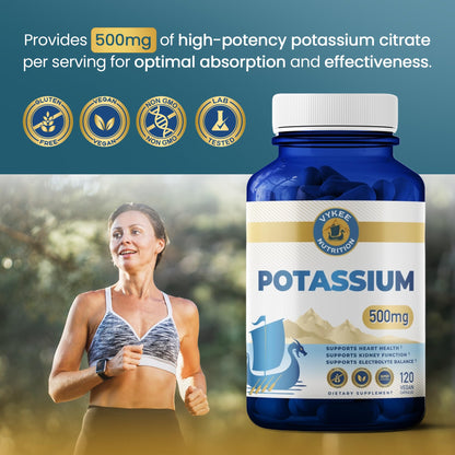 Vykee Nutrition Potassium Citrate Capsules - Supplements for Electrolyte Balance, Muscle & Heart Health - Vegan, Non-GMO, - Maple Wellness Supplements
