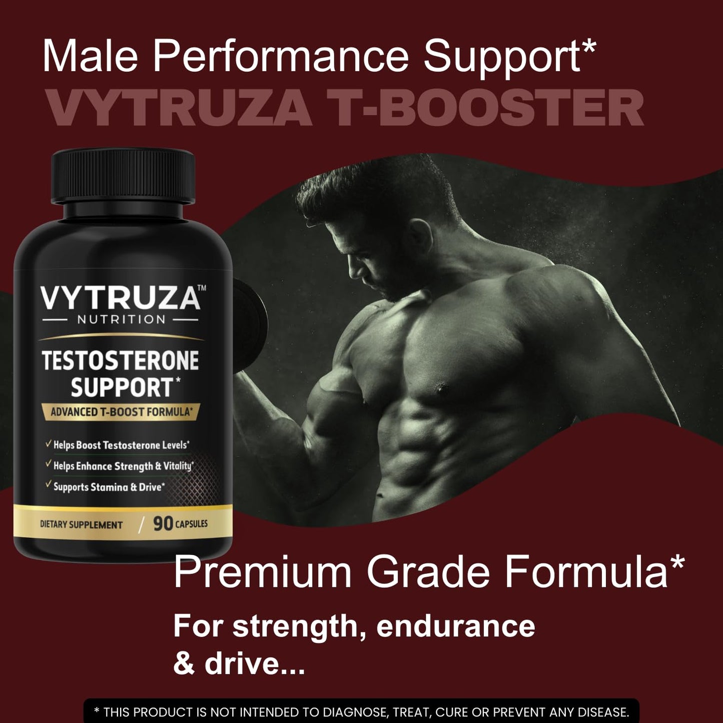 VYTRUZA Nutrition Advanced T-Boost Formula Test Support Capsules, Premium Ingredients, Energy, Strength Support Supplement for Men, 90 Capsules - Maple Wellness Supplements