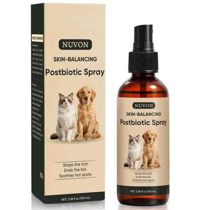Wanciment NUVON Postbiotic Spray - Hot Spot Treatment for Dogs & Cats - Helps Alleviate Sensitive Skin, Scratching, and Licking of Coat - 3.38 fl oz - Maple Wellness Supplements