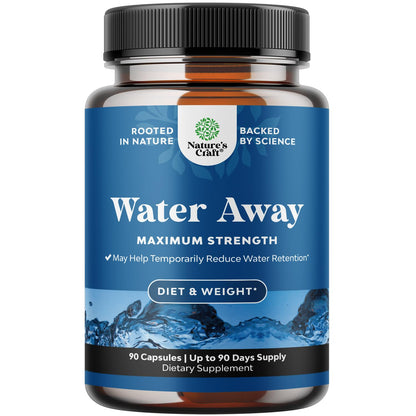 Water Away Herbal Diuretic Pills High Strength - Fluid Retention Supplement with Dandelion Leaf Extract & Green Tea for Bloating Relief for Women & Men - Maple Wellness Supplements
