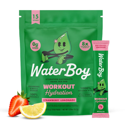 Waterboy Workout Hydration | 2,960mg Sugar Free Electrolyte Powder Packets | L-Glutamine + Vitamins | No Sugar, All Natural, Gluten Free - Maple Wellness Supplements