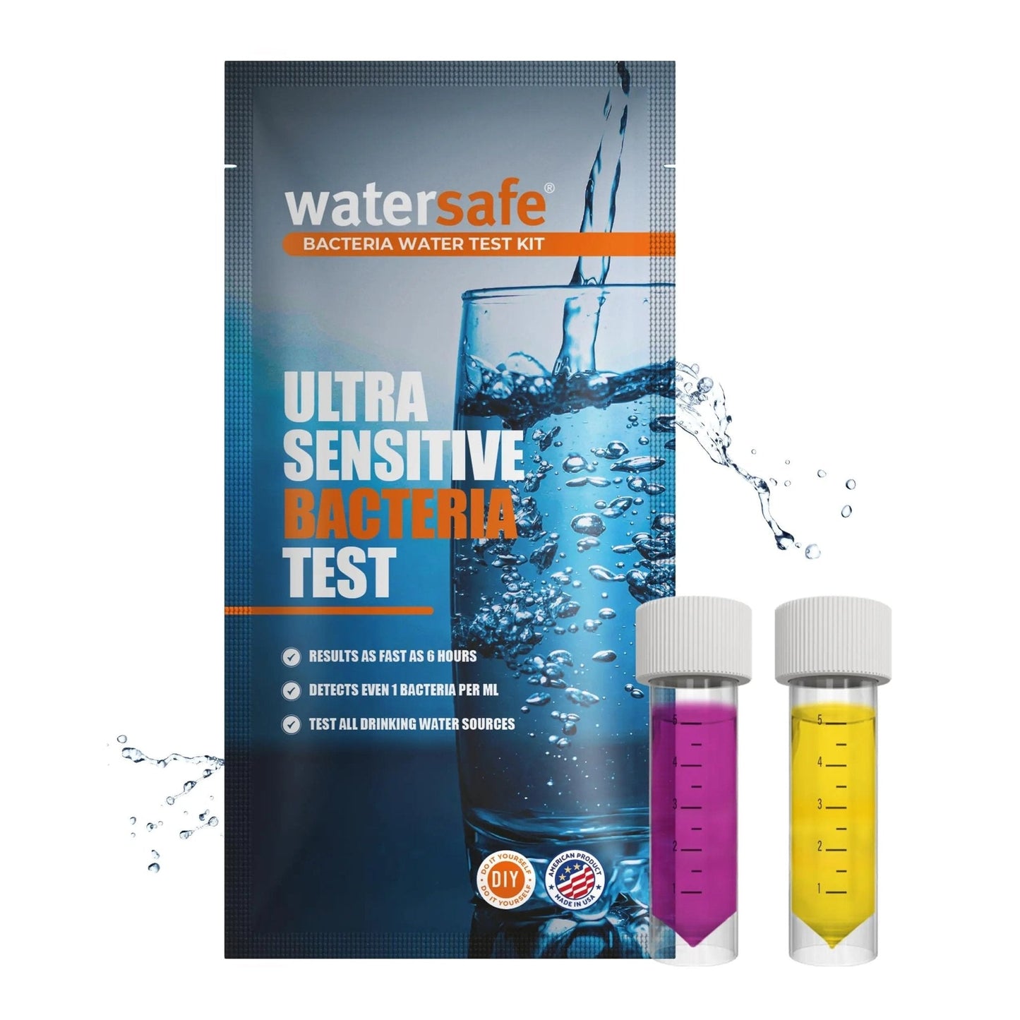 Watersafe® Bacteria Water Test Kit – USA-Made – Results as Fast as 6 Hours – Detects Coliform (Inc. E. coli) & Non-Coliform Bacteria in Drinking, Well & Tap Water – Lab-Quality Testing – 1 Pack - Maple Wellness Supplements
