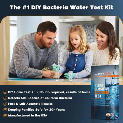 Watersafe® Bacteria Water Test Kit – USA-Made – Results as Fast as 6 Hours – Detects Coliform (Inc. E. coli) & Non-Coliform Bacteria in Drinking, Well & Tap Water – Lab-Quality Testing – 1 Pack - Maple Wellness Supplements
