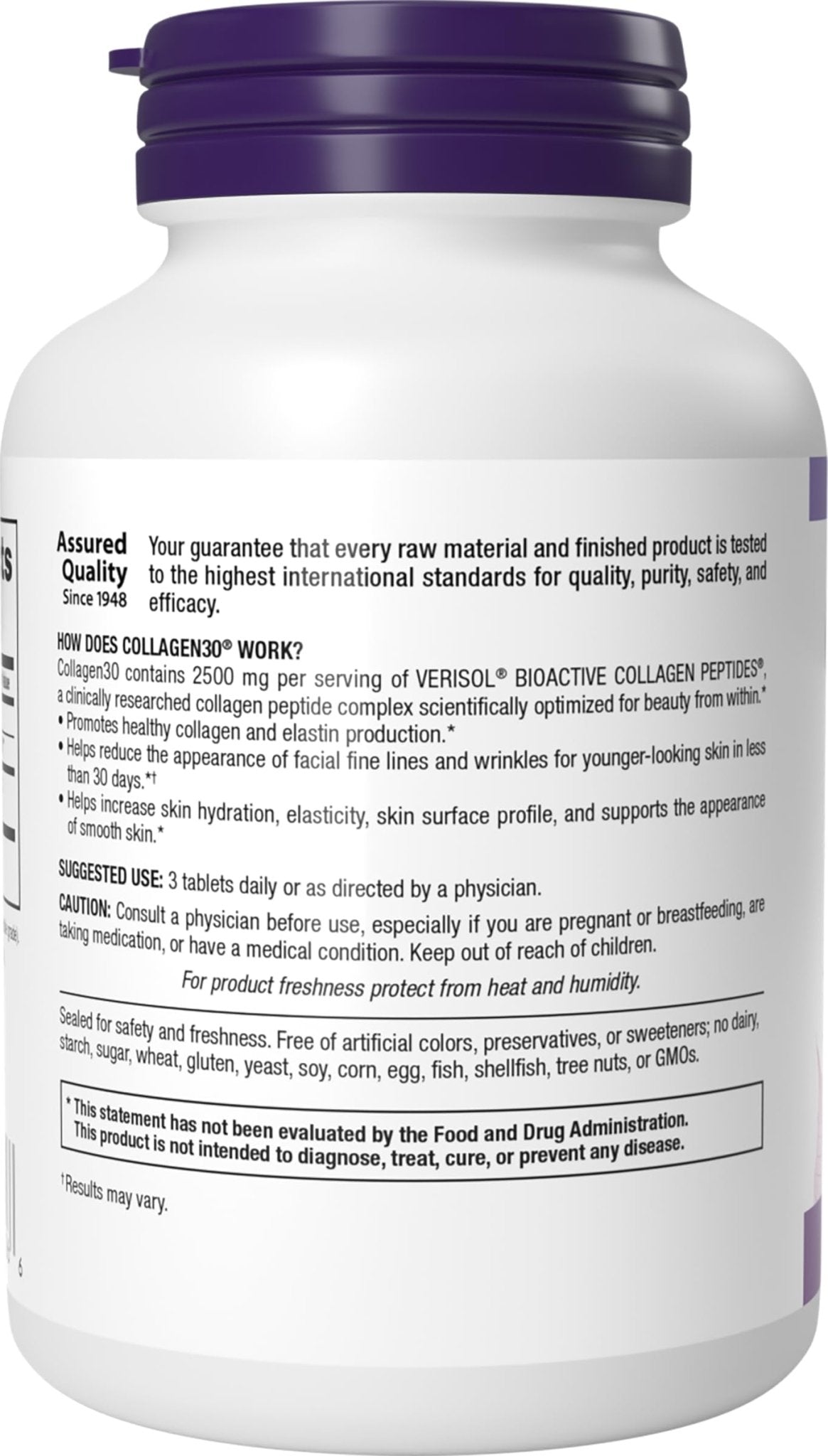 Webber Naturals Collagen 30 Anti-Wrinkle, 2,500mg of Bioactive Collagen Peptides Per Serving (3 Tablets), 180 Tablets, Helps Reduce Deep Wrinkles - Maple Wellness Supplements
