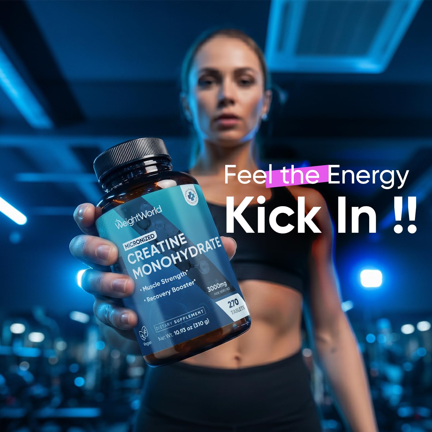 WeightWorld Micronized Creatine Monohydrate 3000mg Tablets - Muscle Growth, Strength, Energy & Recovery | Pre Workout Creatine for Women & Men | 1000mg per Tab - Maple Wellness Supplements