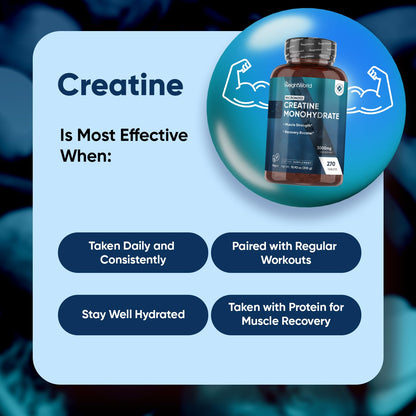 WeightWorld Micronized Creatine Monohydrate 3000mg Vegan Tablets | Muscle Strength & Recovery Booster | 3 Months Supply - 270 Tabs | Creatine for Women & Men | Non-GMO, Gluten-Free | 3 Tablets a Day - Maple Wellness Supplements