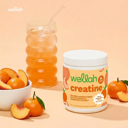 Wellah Creatine for Women - Creatine Monohydrate with Dandelion & Cranberry Extract (50 Servings, Clementine Peach) - Maple Wellness Supplements