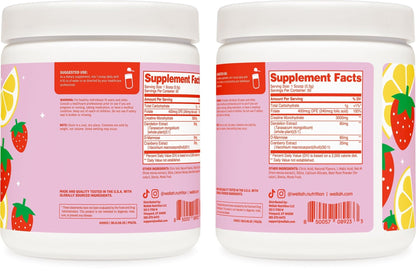 Wellah Creatine for Women - Creatine Monohydrate with Dandelion & Cranberry Extract (50 Servings, Strawberry Lemonade) - Maple Wellness Supplements