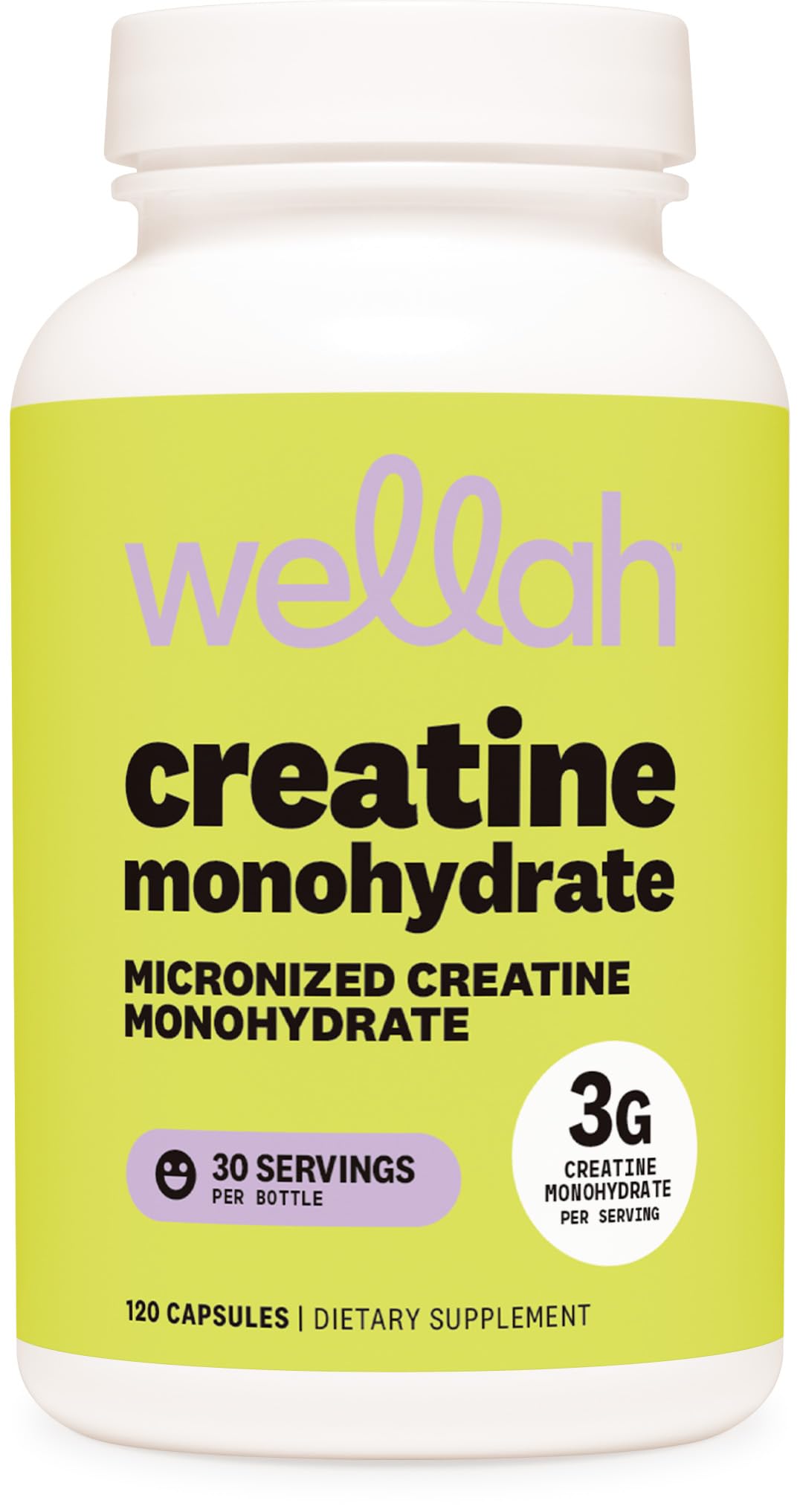 Wellah Creatine Monohydrate Capsules (3000 mg) 120 Capsules - Micronized Creatine, 30 Servings - Maple Wellness Supplements