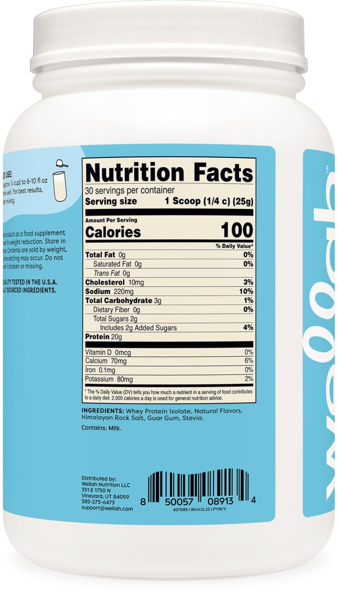 Wellah Your Whey (30 Servings, Vanilla) - Whey Protein Isolate Protein - Maple Wellness Supplements
