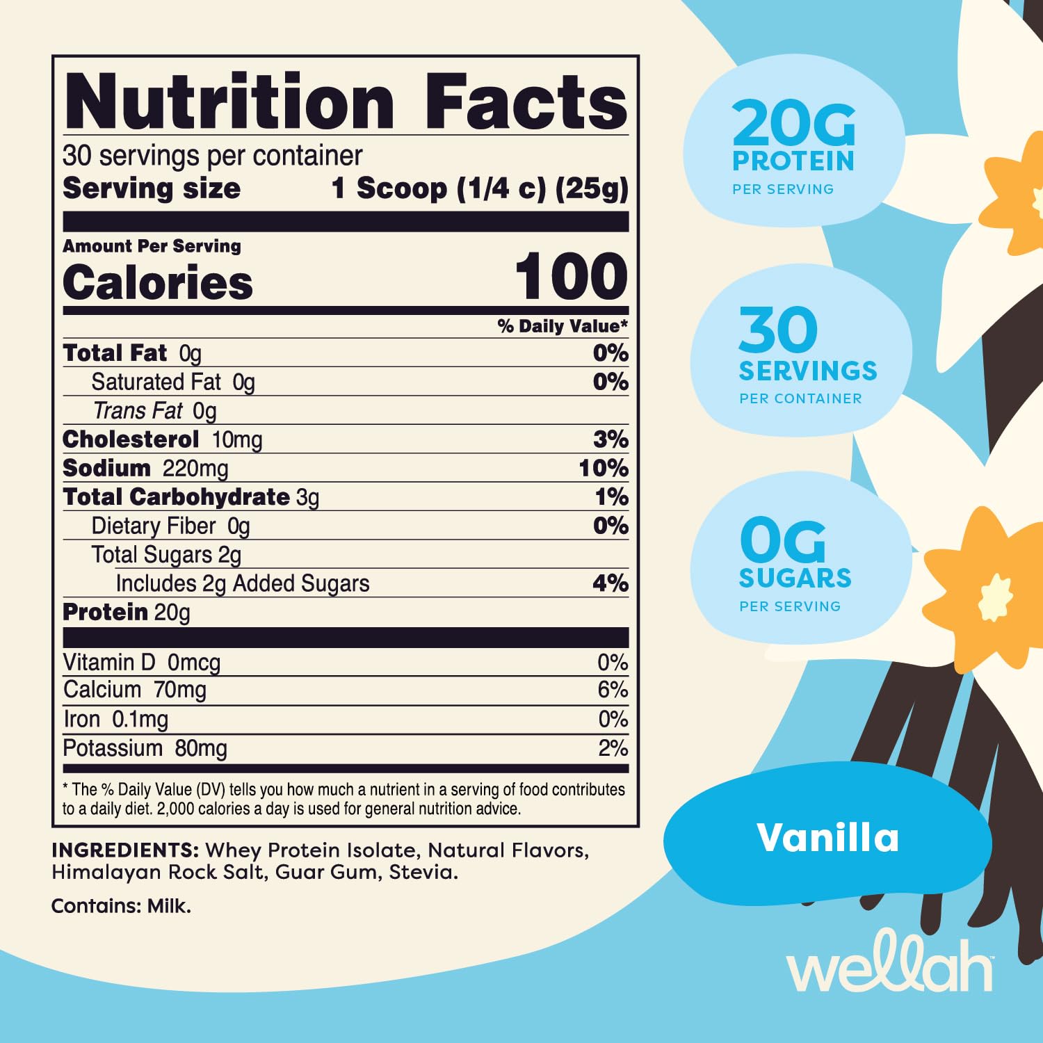 Wellah Your Whey (30 Servings, Vanilla) - Whey Protein Isolate Protein - Maple Wellness Supplements