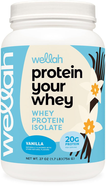 Wellah Your Whey (30 Servings, Vanilla) - Whey Protein Isolate Protein - Maple Wellness Supplements
