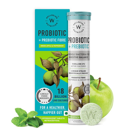 Wellbeing Nutrition Daily Probiotics + Prebiotics | Improve Metabolism, Acidity Relief, Digestion & Gut Health | 18 Billion CFU Organic Probiotics Supplement - Maple Wellness Supplements