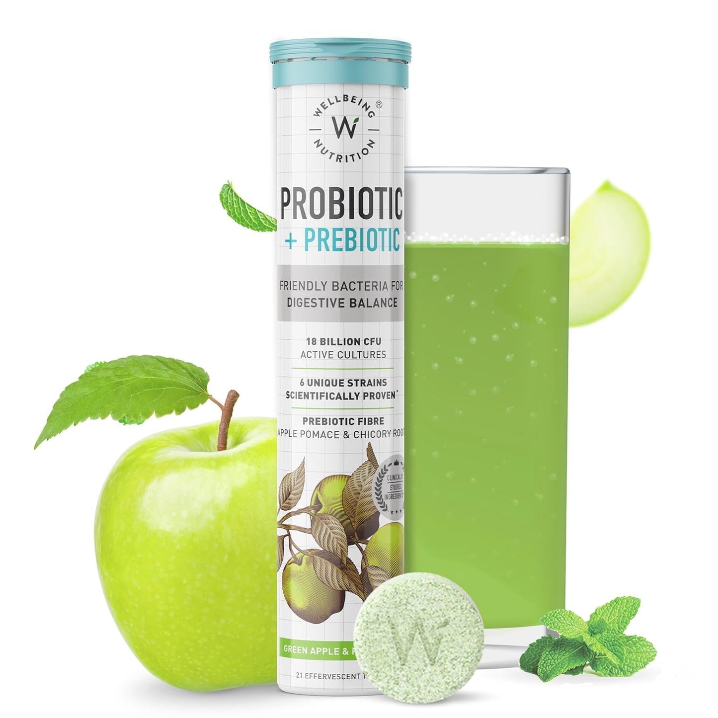 Wellbeing Nutrition Daily Probiotics + Prebiotics | Improve Metabolism, Acidity Relief, Digestion & Gut Health | 18 Billion CFU Organic Probiotics Supplement - Maple Wellness Supplements