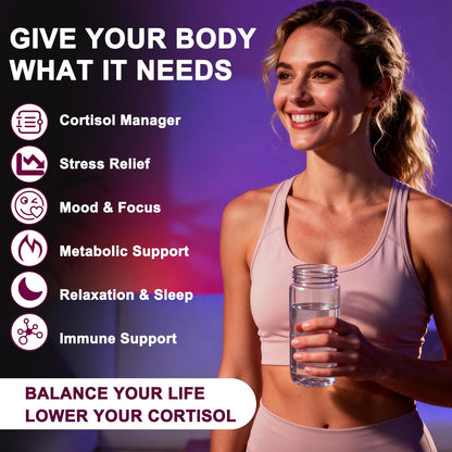 WellBloom Cortisol Reducer for Women & Men with Magnesium Glycinate, Ashwagandha, L-Theanine - Supports Stress Relief, Sleep & Heart Health, Nerves, Muscles - 2 Fl Oz - Maple Wellness Supplements