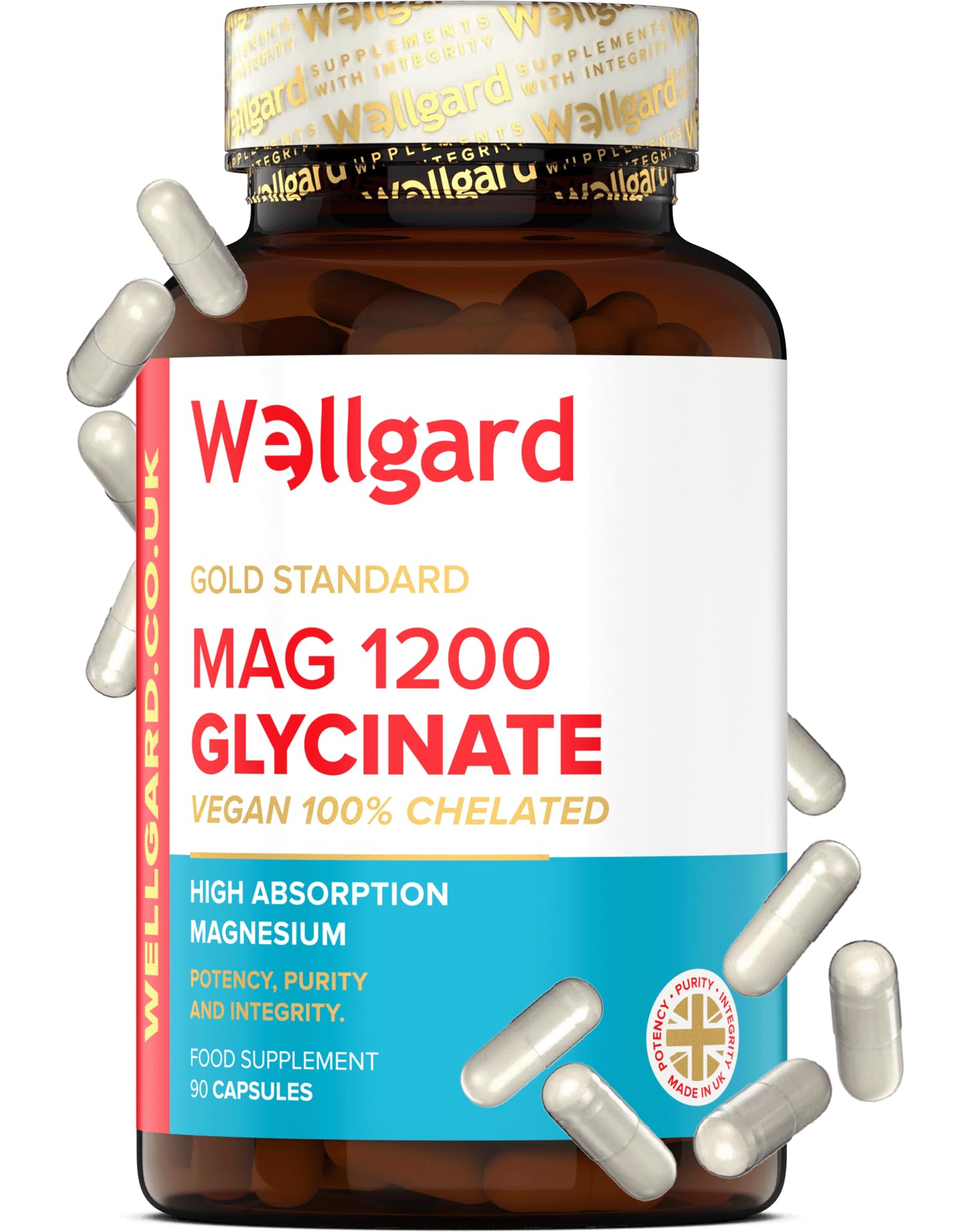 Wellgard Magnesium Glycinate, Mag 1200, High Strength Magnesium Bisglycinate - Maple Wellness Supplements