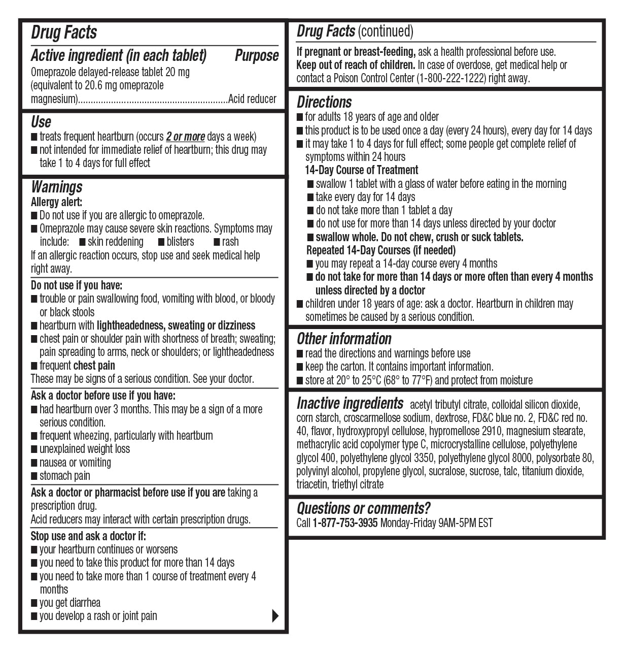 Wellness Basics Omeprazole 20mg Delayed Release | Acid Reducer | 42 Count | Tablet | Treats Frequent Heartburn (Wildberry) - Maple Wellness Supplements