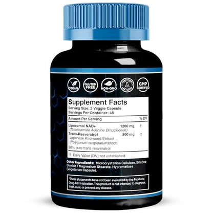 Wellness LABSRX Liposomal NAD Supplement, 1500mg - USA Made, NAD Resveratrol Supplement for Women and Men, NAD+ Support Cellular Health - Maple Wellness Supplements