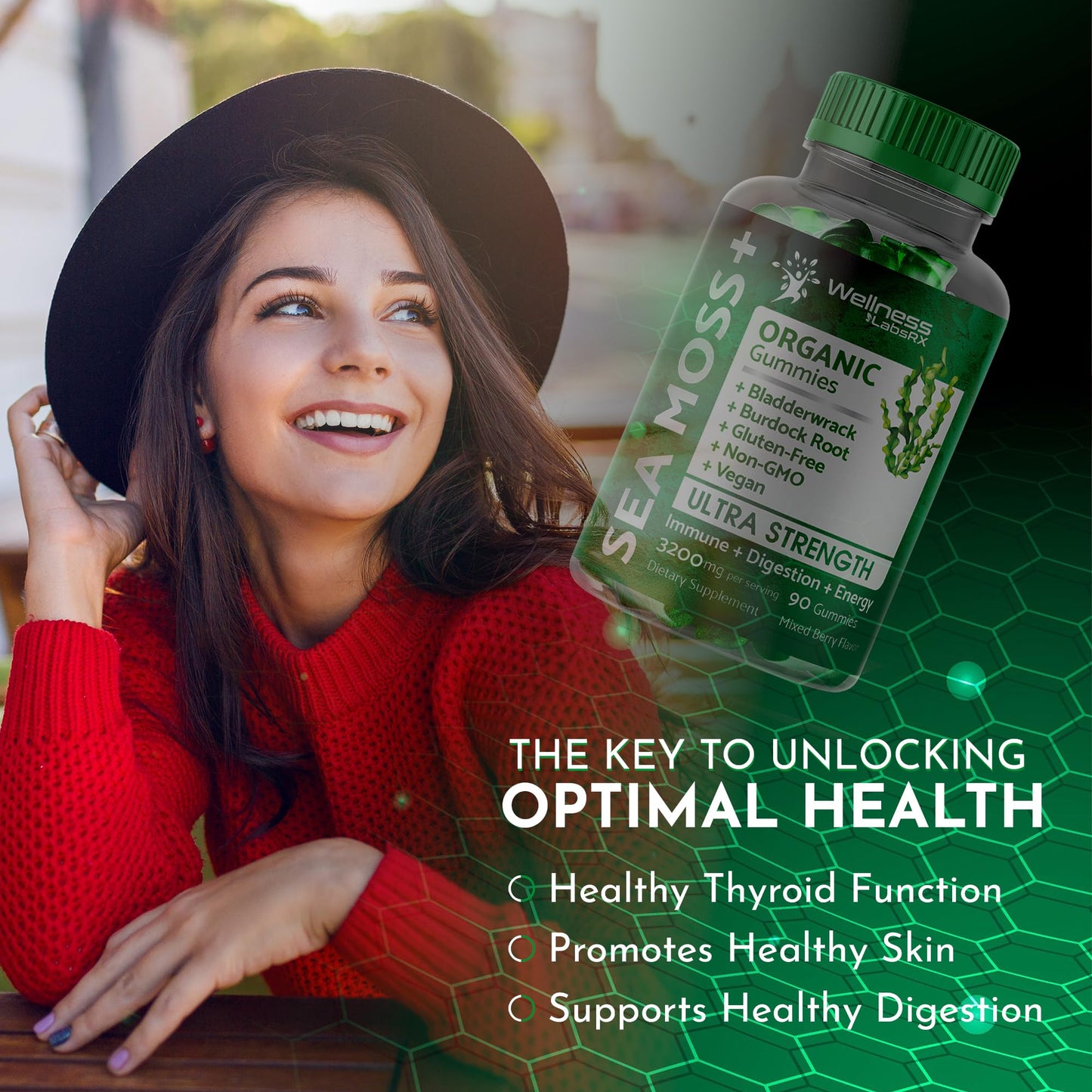 WELLNESS LABSRX Sea Moss Gummies, 3200mg Organic Seamoss, Irish Sea Moss - Maple Wellness Supplements