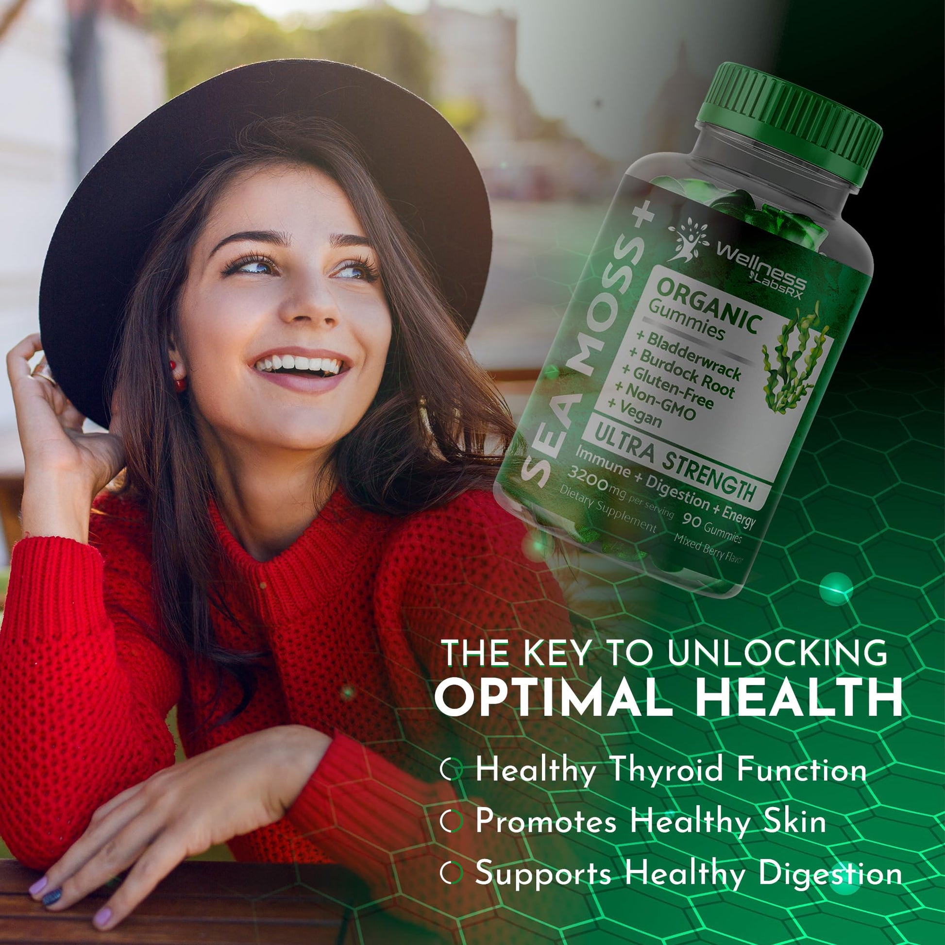WELLNESS LABSRX Sea Moss Gummies, 3200mg Organic Seamoss, Irish Sea Moss - Maple Wellness Supplements