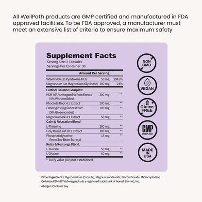 WellPath Soothe Cortisol Manager - Cortisol Supplements for Women with KSM-66® Ashwagandha & L-Theanine - Stress Support, Detox - 11-in-1 Complex, Vegan, Made in USA, Non-GMO, 60 Ct - Maple Wellness Supplements