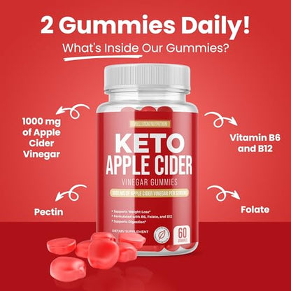 Wellvion Keto ACV Gummies for Weight Loss Support - Advanced Formula (1000mg) - Maple Wellness Supplements