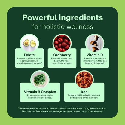 WellWithAll Women’s Multivitamin | Daily Supplement with Essential Vitamins, Minerals & Iron | Supports Immunity, Heart Health, Bone Health, Energy & Mood | Major Allergen - Free | 60 Tablets - Maple Wellness Supplements