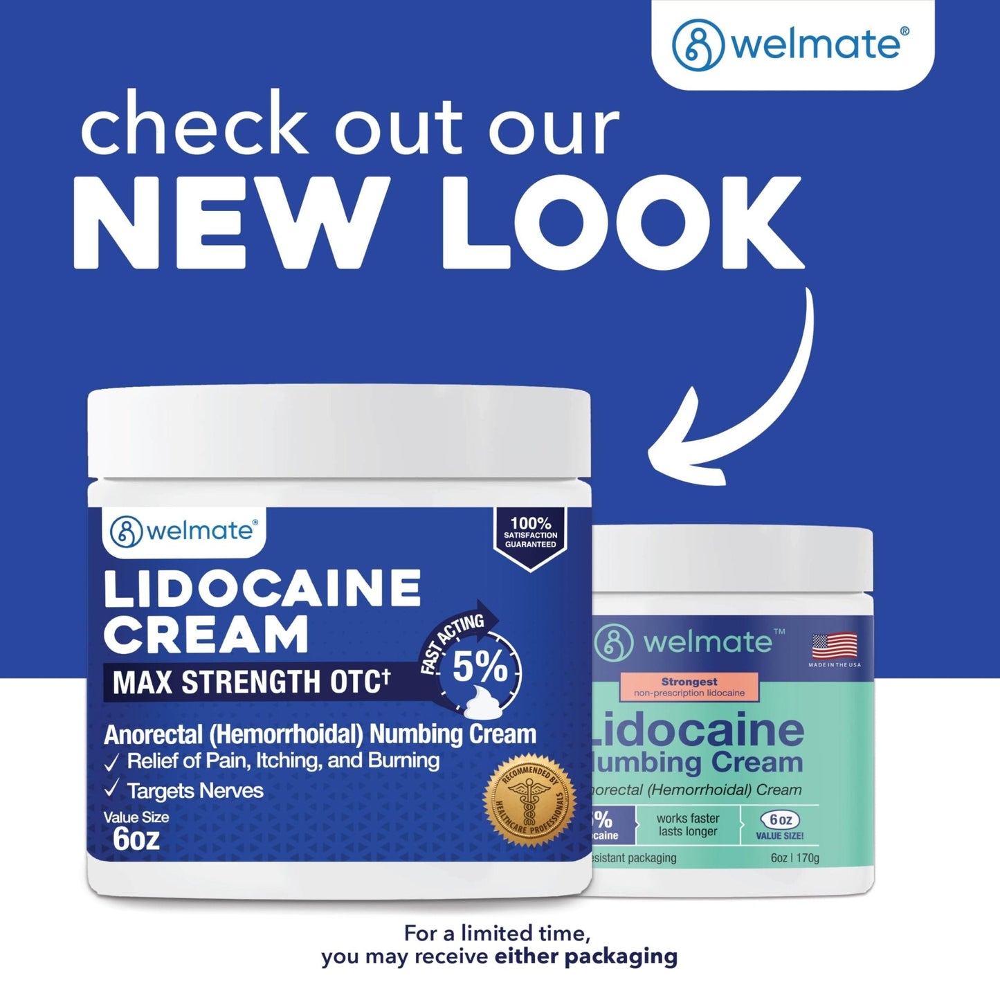WELMATE 5% Lidocaine Cream for Hemorrhoids, 6 oz Jar – Fast-Acting Lidocaine Numbing Cream & Topical Analgesic Cream for Anorectal Itch Relief - Maple Wellness Supplements