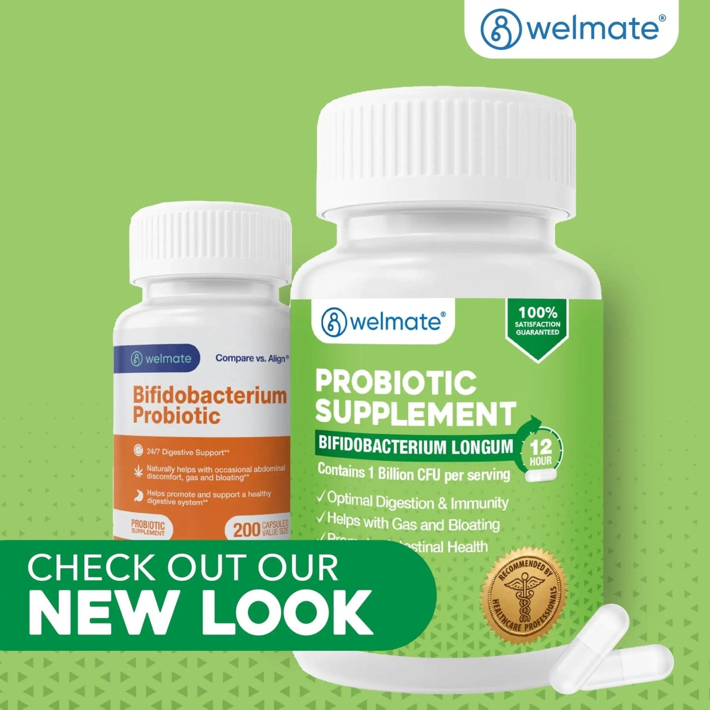 WELMATE Bifidobacterium - Probiotic Supplement - Supports Gut Health - Immune Support - Digestive Enzymes - Gluten Free - Vegan - Men & Womens Probiotic - Value Size - 200 Count - Maple Wellness Supplements