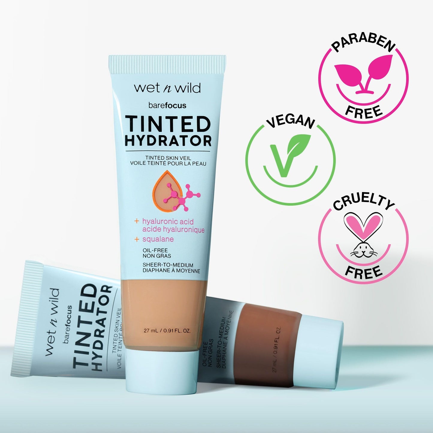 wet n wild Bare Focus Tinted Hydrator Tinted Skin Veil, Lightweight Buildable Coverage with Hyaluronic Acid & Vegan Squalane, Sheer-to-Medium Coverage - Maple Wellness Supplements