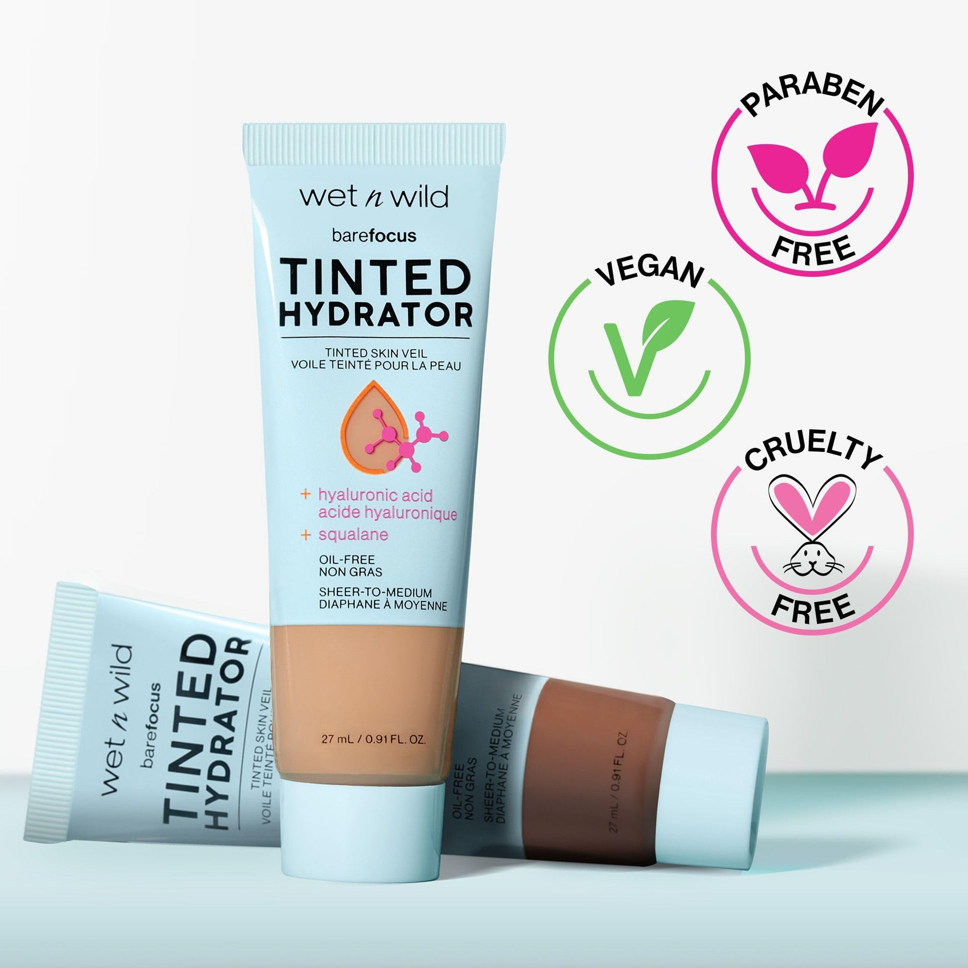 wet n wild Bare Focus Tinted Hydrator Tinted Skin Veil, Lightweight Buildable Coverage with Hyaluronic Acid & Vegan Squalane, Sheer-to-Medium Coverage - Maple Wellness Supplements
