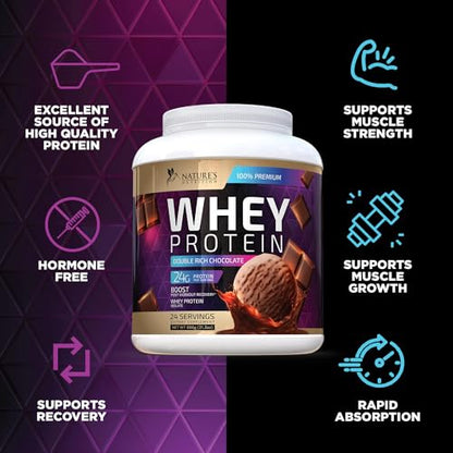 Whey Protein Powder 24g - Chocolate Ice Cream Whey Isolate Protein for Muscle Growth - Maple Wellness Supplements