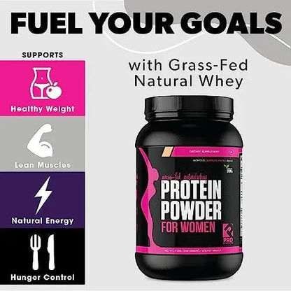 Whey Protein Powder for Women - Supports Lean Muscle - Low Carb - Gluten Free - Grass Fed & rBGH Hormone Free (Creamy Vanilla, 2 lb) - Maple Wellness Supplements