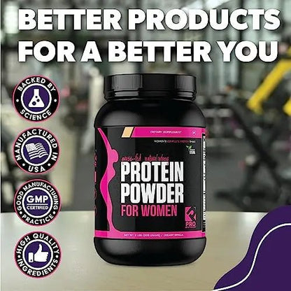 Whey Protein Powder for Women - Supports Lean Muscle - Low Carb - Gluten Free - Grass Fed & rBGH Hormone Free (Creamy Vanilla, 2 lb) - Maple Wellness Supplements