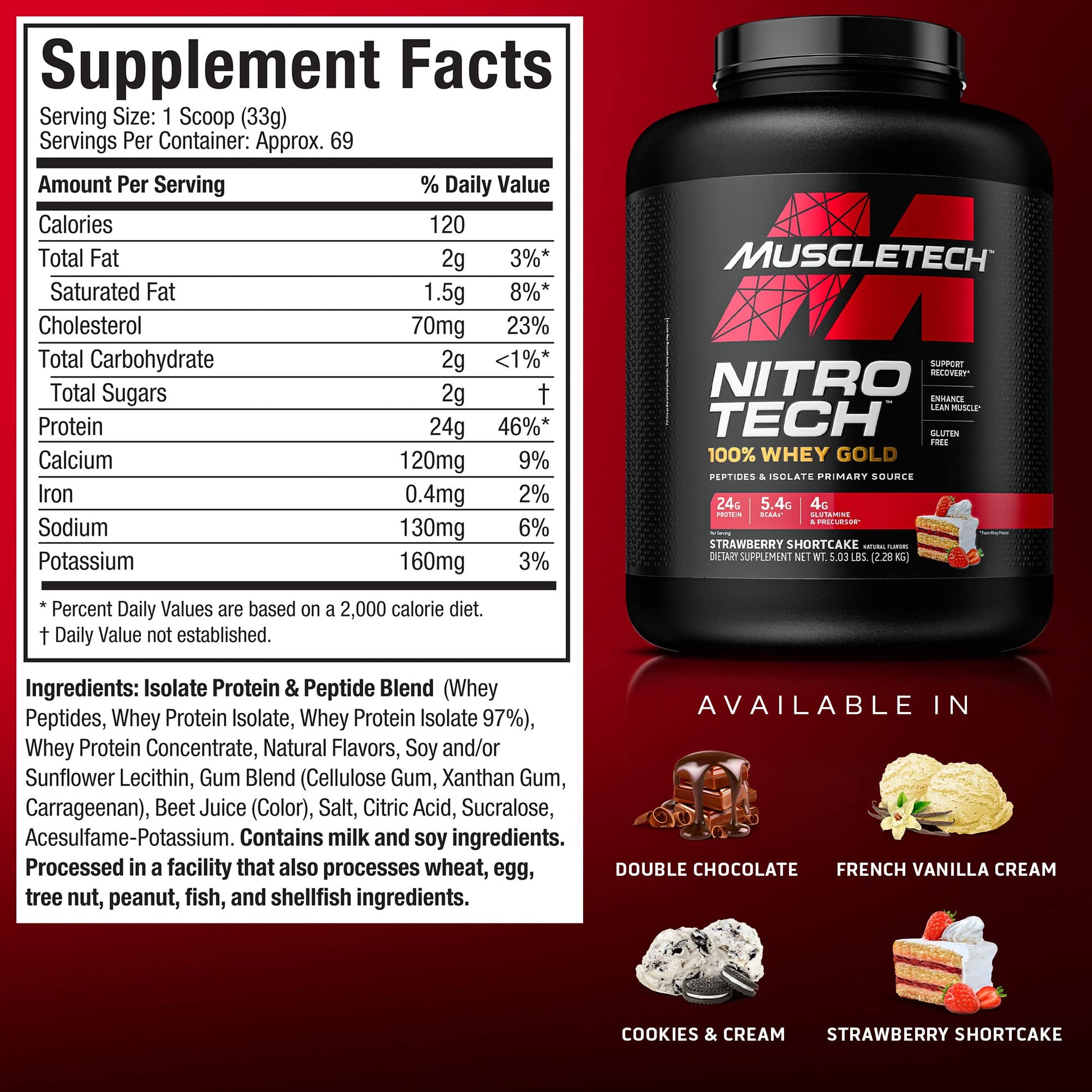 Whey Protein Powder MuscleTech Nitro-Tech Whey Gold Protein Powder Whey Protein - Maple Wellness Supplements