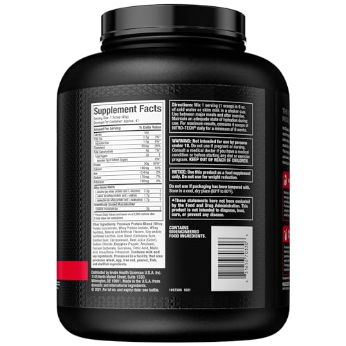 Whey Protein Powder, MuscleTech Nitro-Tech Whey Protein Isolate & Peptides, Protein - Maple Wellness Supplements