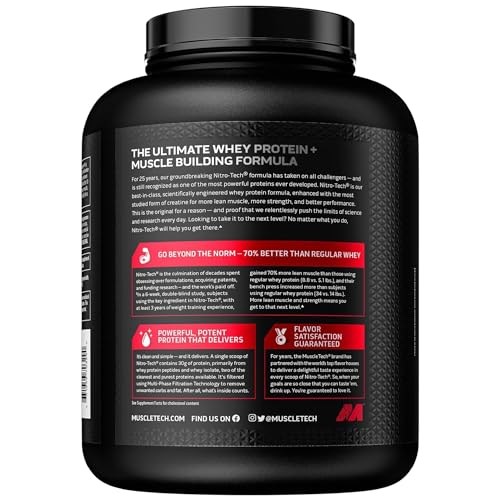 Whey Protein Powder, MuscleTech Nitro-Tech Whey Protein Isolate & Peptides, Protein - Maple Wellness Supplements